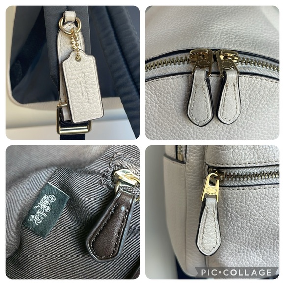 COACH Pebbled Leather Mini Charlie Backpack Color Chalk - Picture 14 of 17